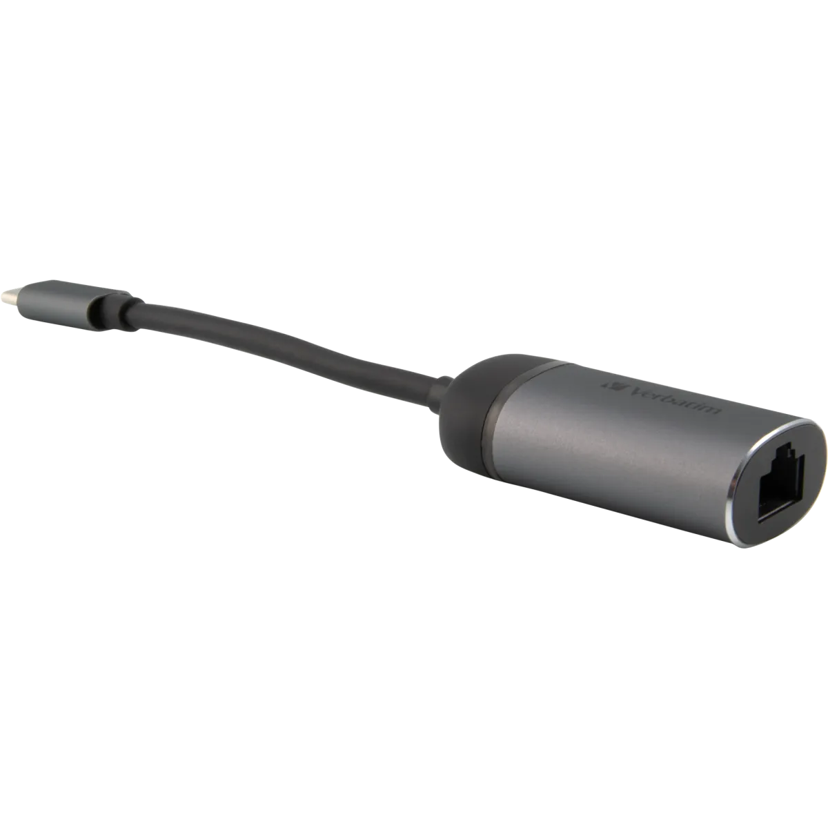 Adapter USB-C auf RJ45 Gigabit von Verbatim, 10cm Kabel, Aluminiumgehäuse