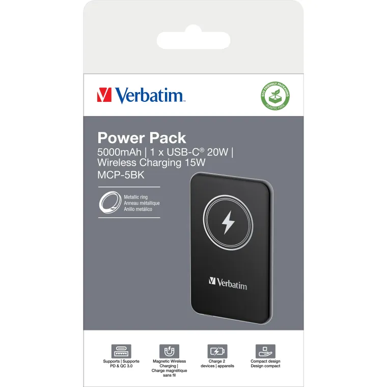 Akku Powerbank Verbatim, 5.000mAh, MCP-5BK, schwarz