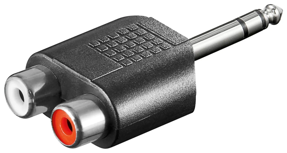 Cinch Adapter, stereo Buchse zu AUX Klinke 6,35mm Stecker