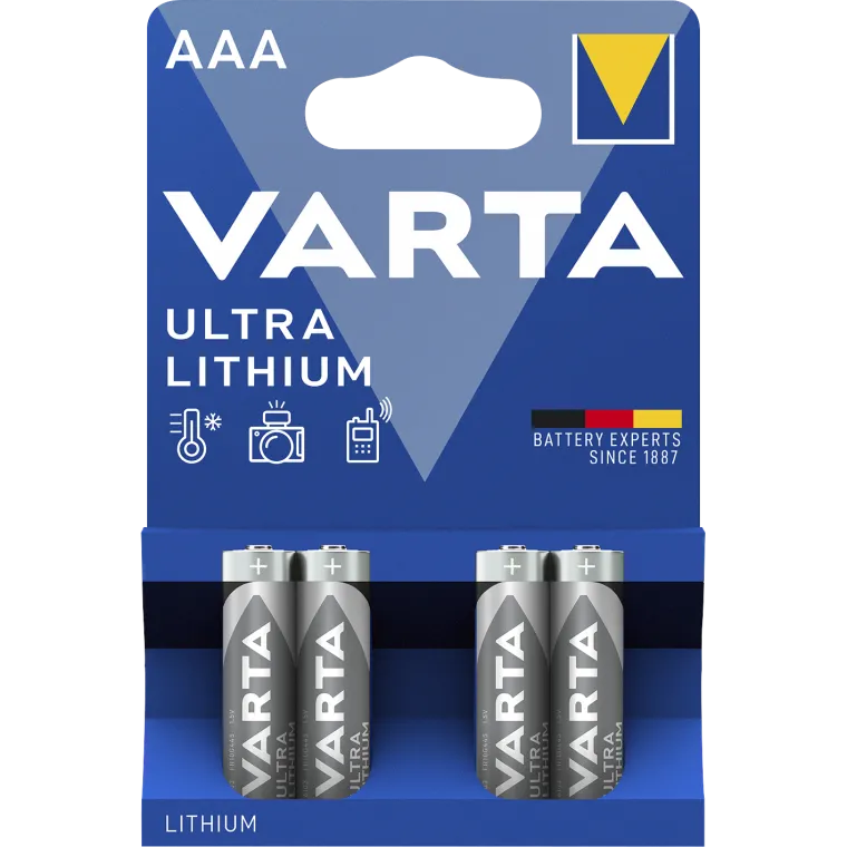 Micro-Batterie VARTA "Professional", Lithium, Typ AAA/FR03, 4er-Blister