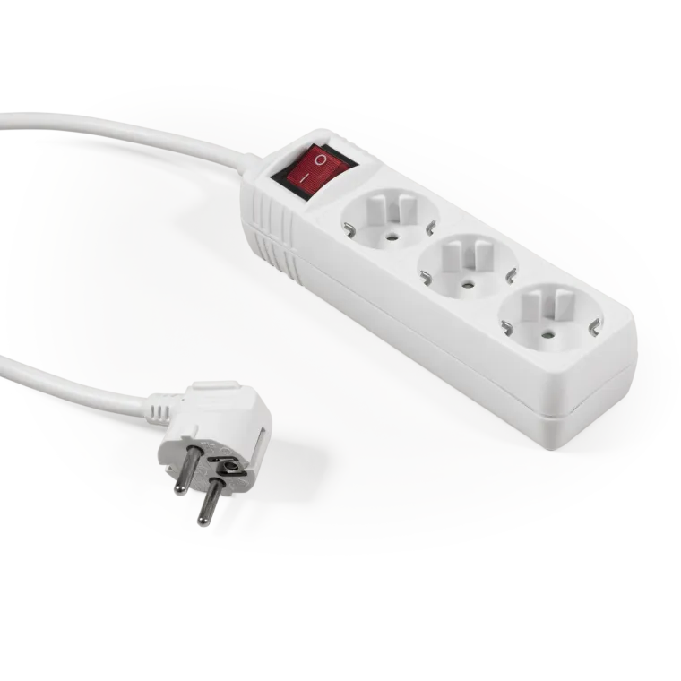 Steckdosenleiste McPower mit Schalter, 3-fach mit Einsteckschutz,1,5m Zuleitung