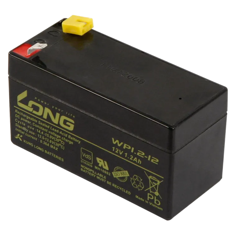 Bleiakku KUNG LONG "WP1,2-12" 12V/1,2Ah, VdS, 97x43x53mm, 0,6kg