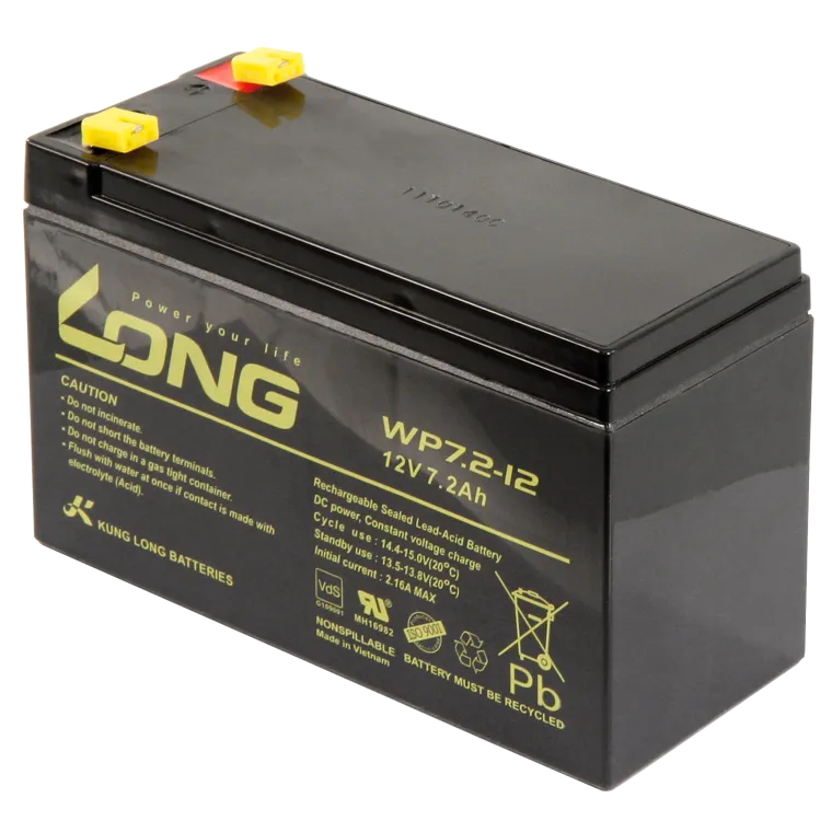 Bleiakku KUNG LONG "WP7,2-12" 12V/7,2Ah, VdS, 151x65x102mm, 2,67kg