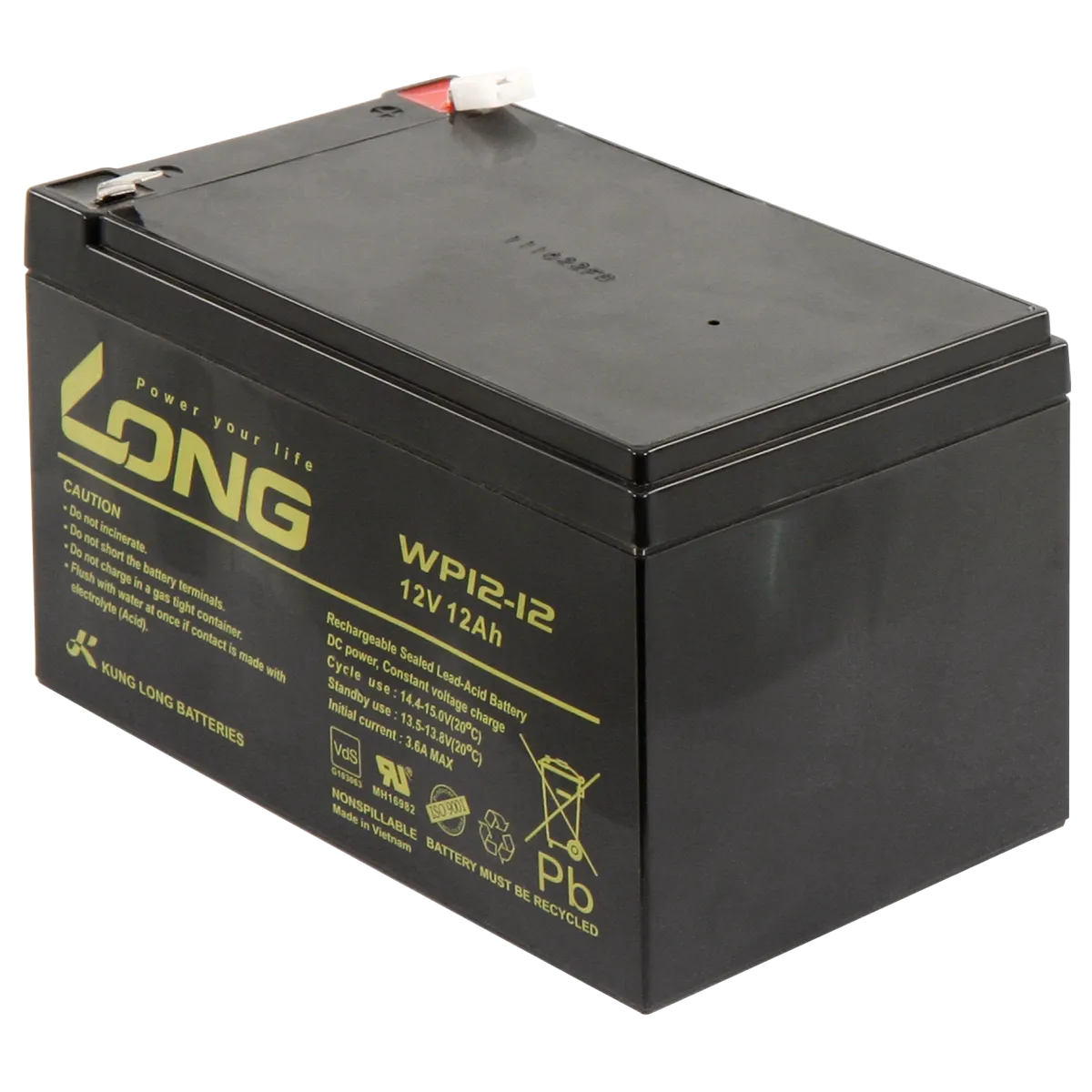 Bleiakku KUNG LONG "WP12-12" 12V/12 Ah, VdS, 151x99x100 mm, 4,27 kg