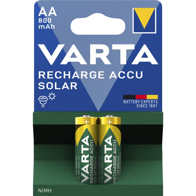 Mignon-Akku VARTA "Solar", Ni-MH, 800mA, Typ AA, HR06, 2er-Blister