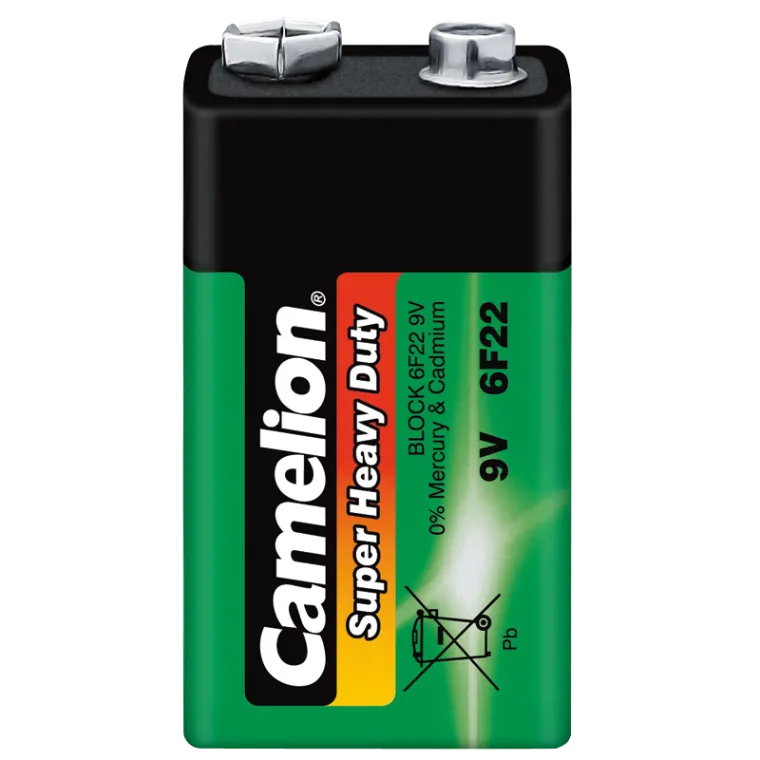Block-Batterie CAMELION Super Heavy Duty 9V, Typ 6F22, 1er-Shrink