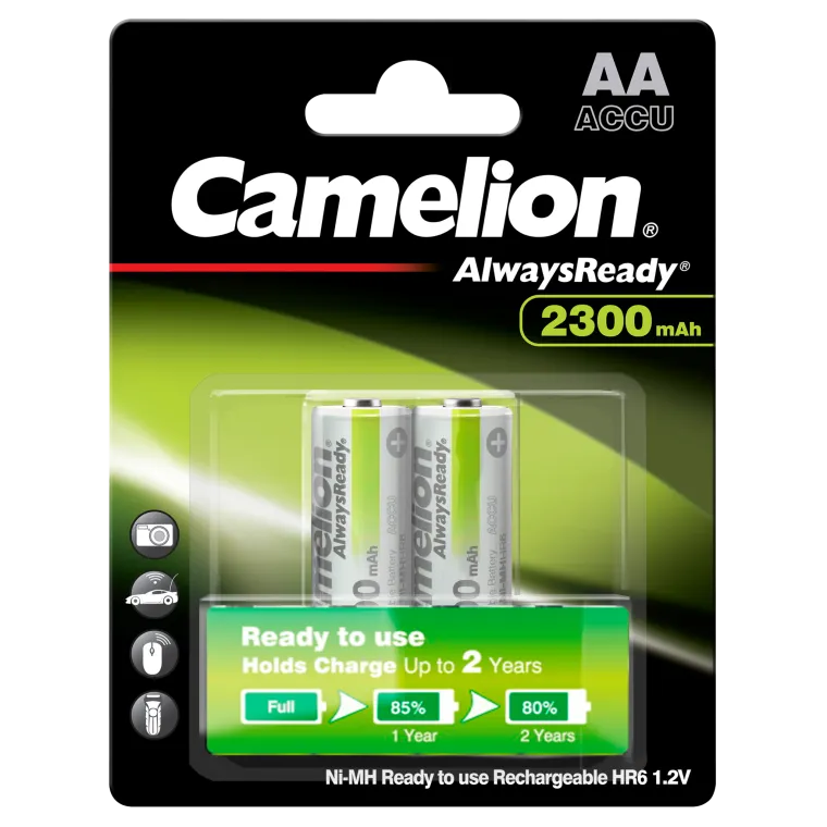 Mignon-Akku CAMELION "AlwaysReady" NiMH, 2300mAh, Typ AA, 2er-Blister