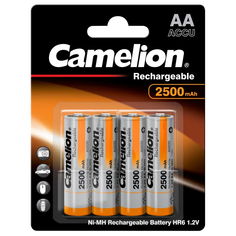 Mignon-Akku CAMELION 1,2 V, 2500 mAh, Typ AA, NiMH, 4er Blister