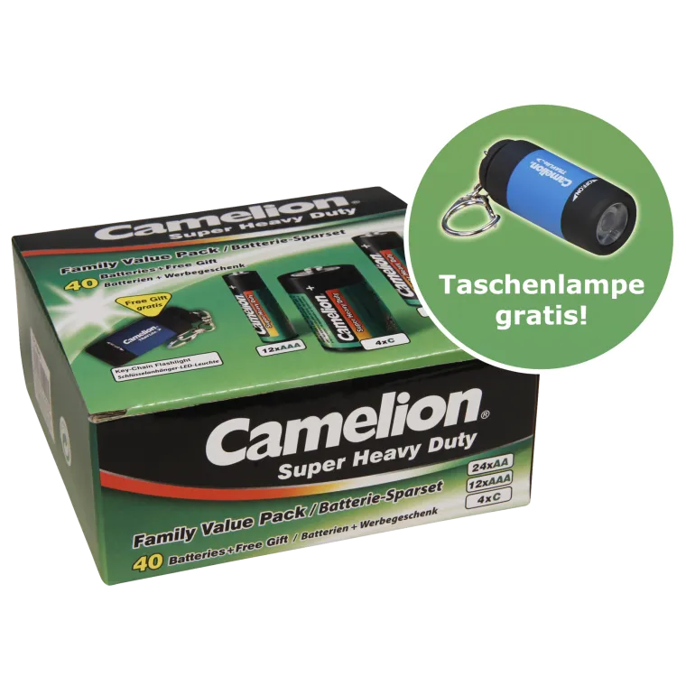 CAMELION Super Heavy Duty Set 40-tlg, 24xAA Mignon, 12xAAA Micro, 4xC Baby