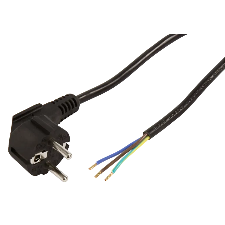Schutzkontakt Netzkabel McPower mit blanken Enden, 3x 0,75mm², 2m, schwarz