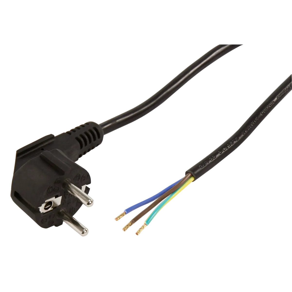 Schutzkontakt Netzkabel McPower mit blanken Enden, 3x 0,75mm², 5m, schwarz