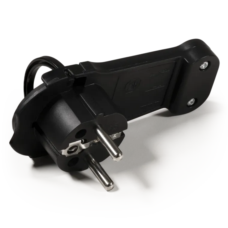 Schutzkontakt-Winkelstecker McPower extra flach, Handgriff, Zugentlastung