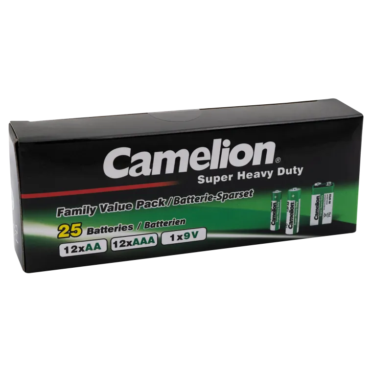 Familien Pack Super Heavy Duty 25Set, 12x AAA + 12xAA + 1x9V Block