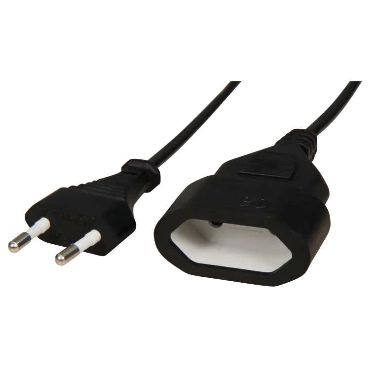 Verlängerungskabel McPower, 1m, Eurostecker auf Eurokupplung, schwarz