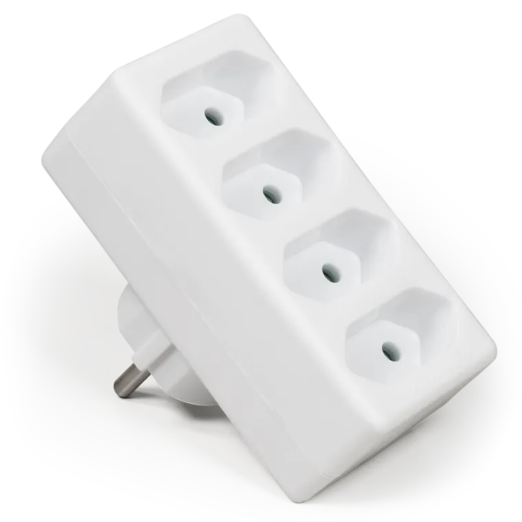 Steckdosenadapter McPower, 4x Euro, weiß