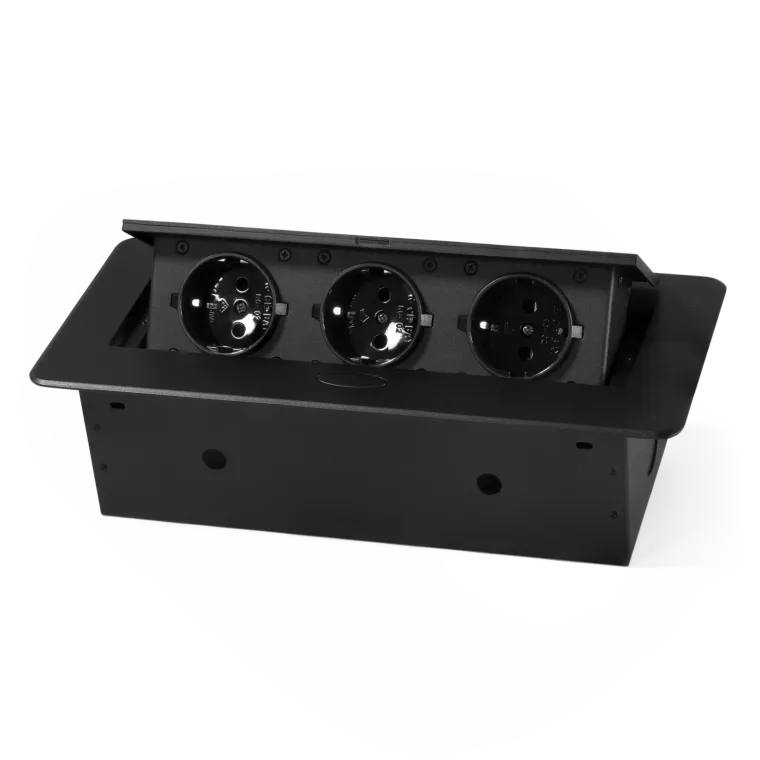 Tisch-Einbausteckdose McPower "TS-03S" 3x Steckdose, 267x120x68mm
