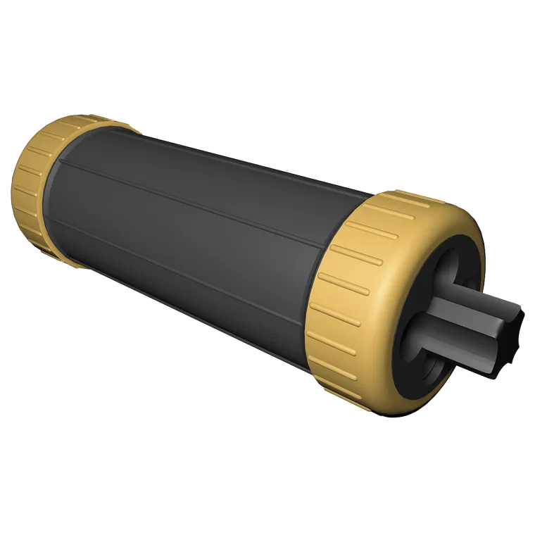 Durchgangs-Erdmuffe, LxØ 190x70mm, IP68 - wasserdicht bis 1m, 230V, schwarz/gelb