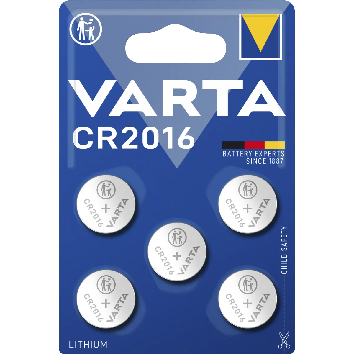 Lithium-Knopfzelle VARTA "Electronics" CR2016, 3V, 5er-Pack