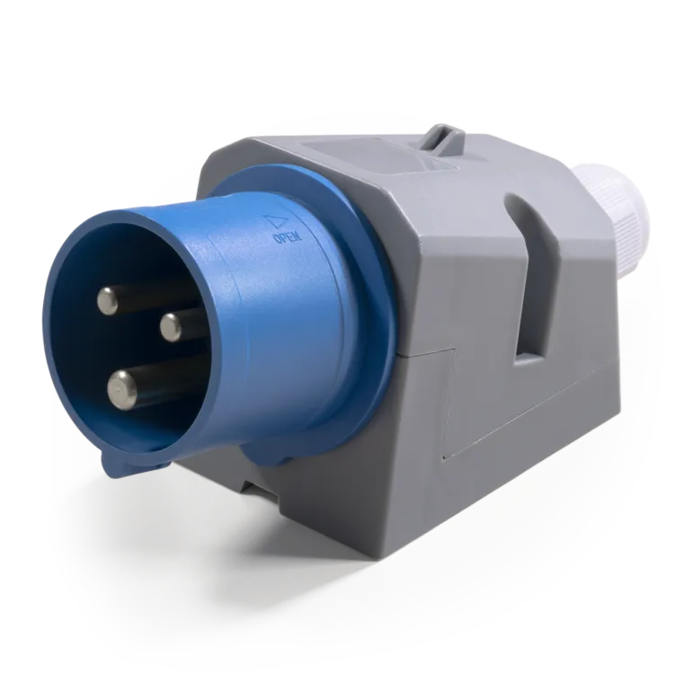 CEE-Stecker McPower, Wandmontage, IP44, 250V, 16A, 3-polig, IP44