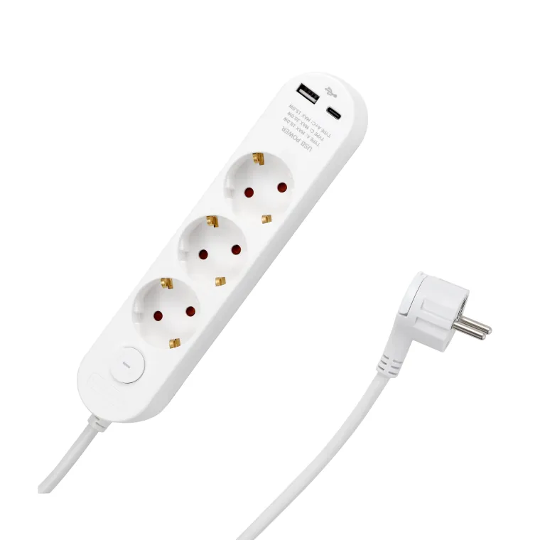 Steckdosenleiste McPower "HK3" 3-fach, USB-C mit PD 20W, 1,5m Zuleitung