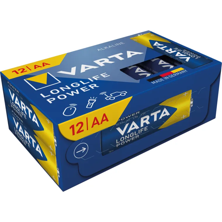 Mignon-Batterie VARTA "Longlife Power", Alkaline, 1,5V, Typ AA/LR6, 12er-Pack