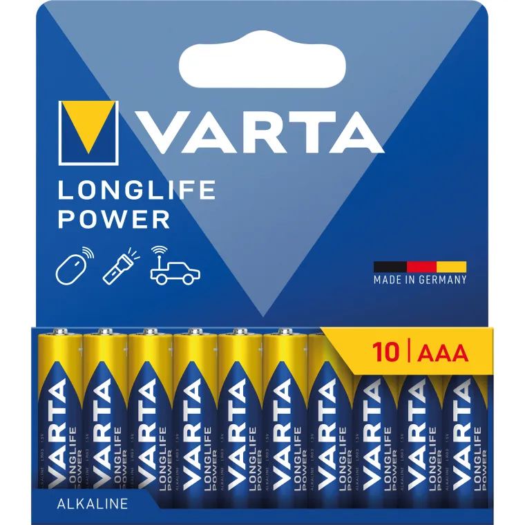 Micro-Batterie VARTA "Longlife Power", Alkaline, 1,5V, Typ AAA/LR03,10er-Blister