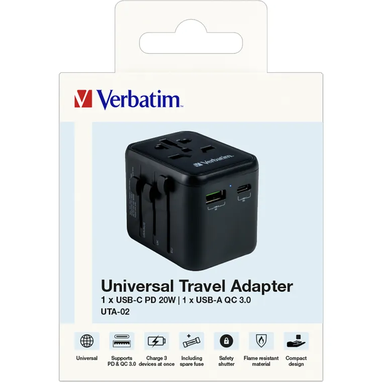 Ladeadapter Verbatim, Universal Travel, UTA-02, 20W