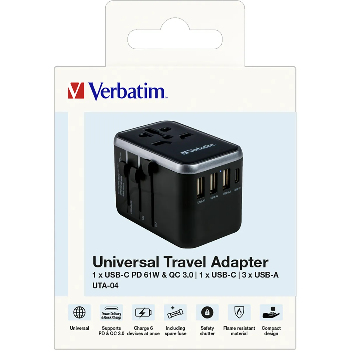 Ladeadapter Verbatim, Universal Travel, UTA-04, 61W