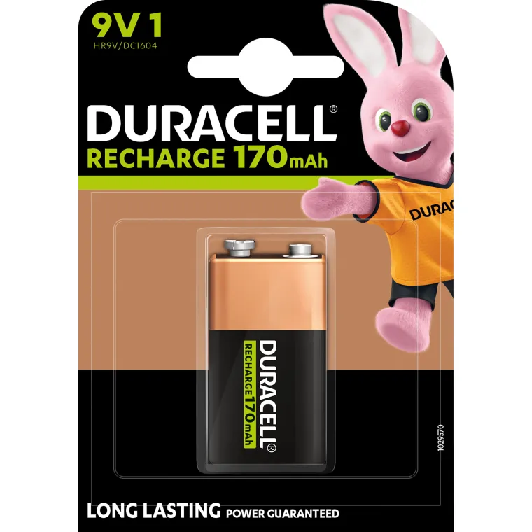 E-Block-Batterie NiMH DURACELL, HR22, 9V/170mAh, 1er-Pack