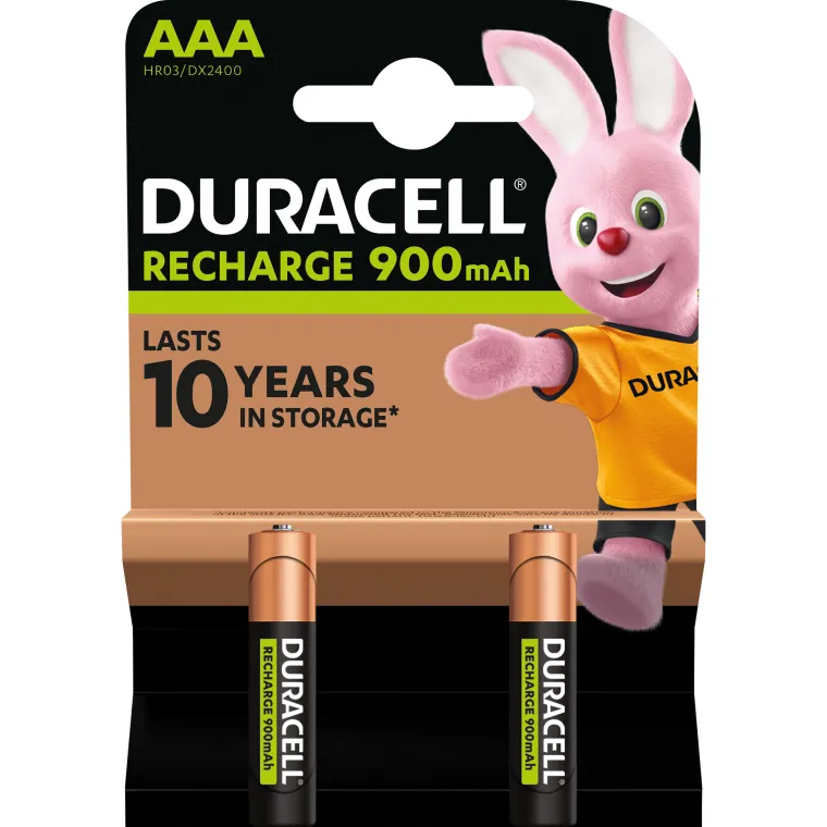 Micro-Batterie NiMH, DURACELL, AAA, HR03, 1.2V/900mAh, 2er-Pack