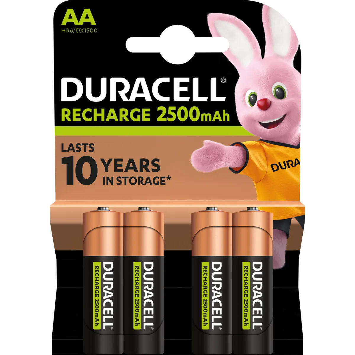 Mignon-Batterie NiMH, DURACELL, AA, HR06, 1.2V/2500mAh, 4er-Pack