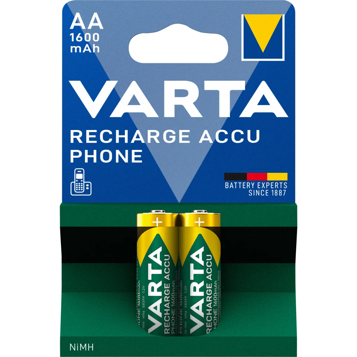 Mignon-Batterie NiMH, VARTA, AA, HR06, 1.2V/1600mAh, 2er-Pack