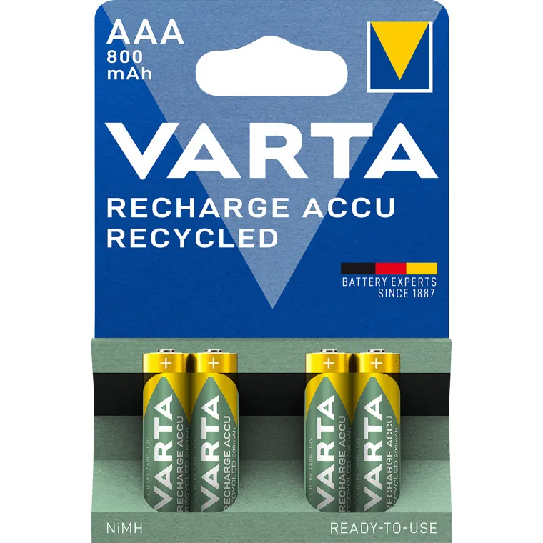 Micro-Batterie NiMH, VARTA, AAA, HR03, 1.2V/800mAh, 4er-Pack