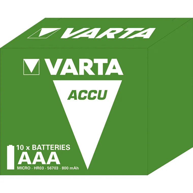 Micro-Batterie NiMH, VARTA, AAA, HR03, 1.2V/800mAh, 10er-Pack