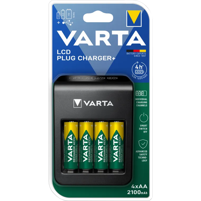 Universal Batterie-Ladegerät VARTA, LCD Plug Charger+, USB, 4x Mignon