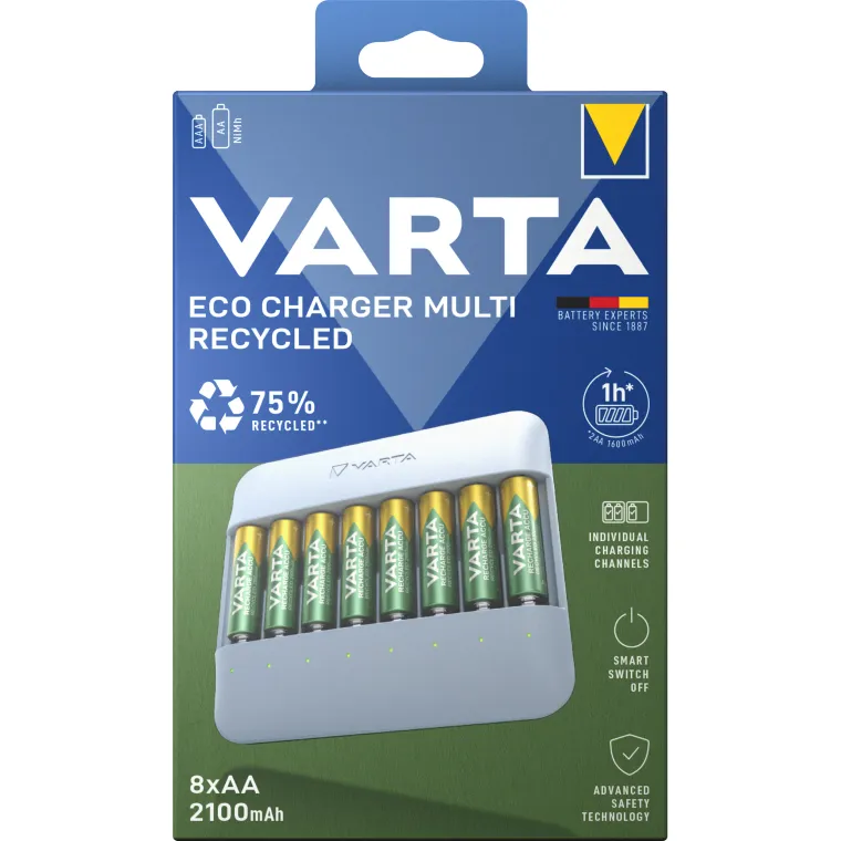 Universal Batterie-Ladegerät VARTA, Eco Charger Multi, 8x Mignon (AA)