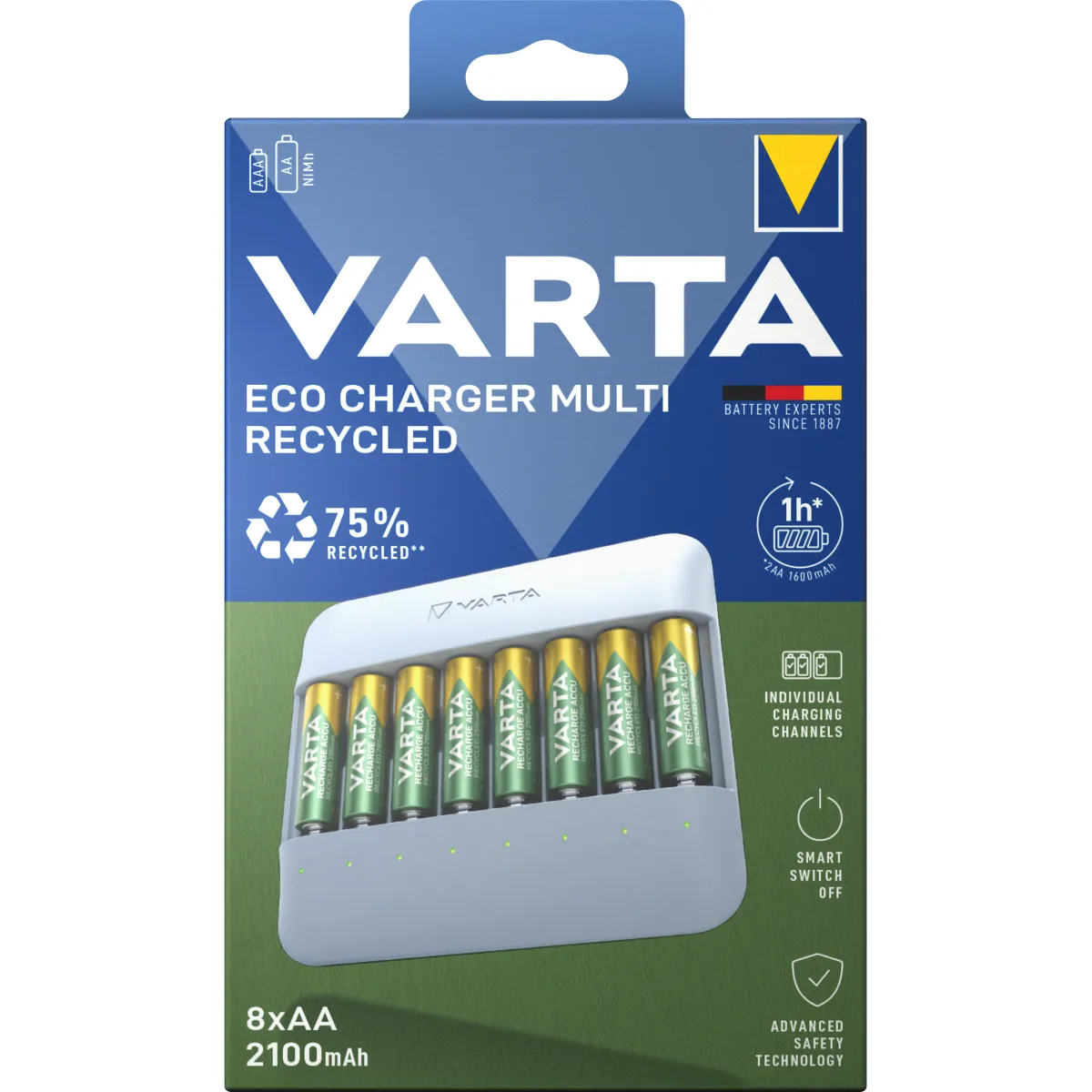 Universal Batterie-Ladegerät VARTA, Eco Charger Multi, 8x Mignon (AA)