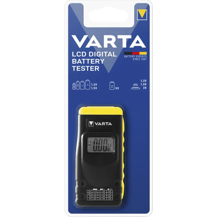 Batterietester VARTA, digital, LCD-Display, für AA/ AAA/ C/ D/ 9v Batterien