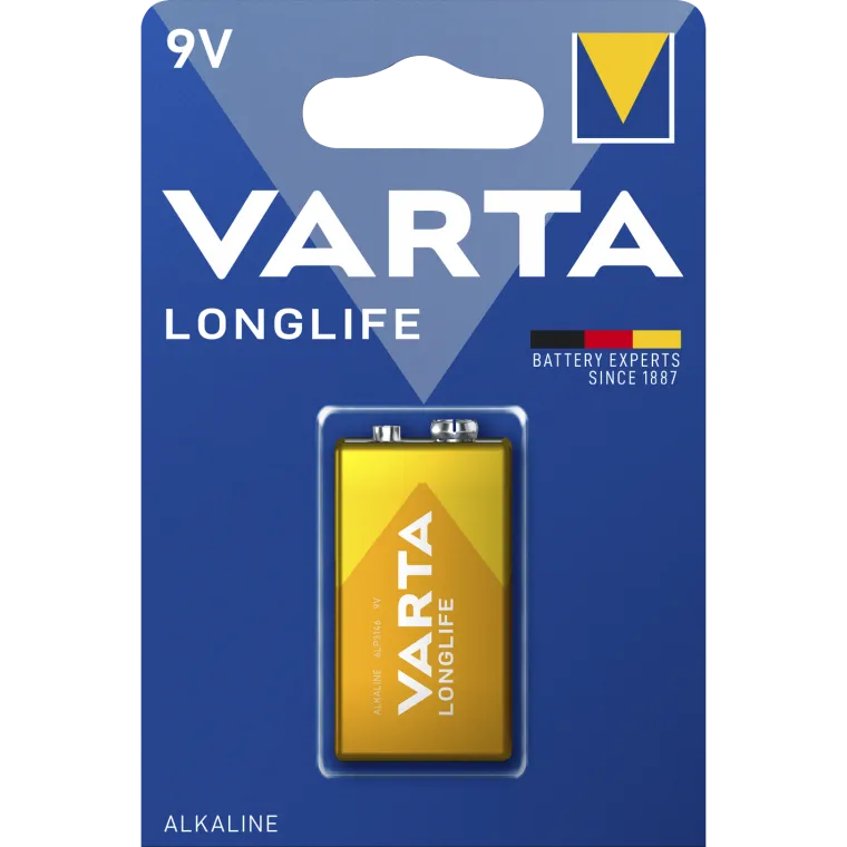 E-Block Batterie VARTA "LONGLIFE" Alkaline, 1,5 V, 6LR61, 1er-Blister