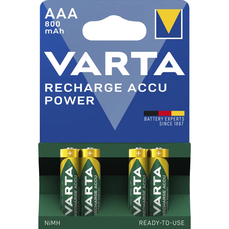 Micro-Akku VARTA "Accu Power", Ni-MH, 800mA, Typ AAA, HR03, 4er-Blister