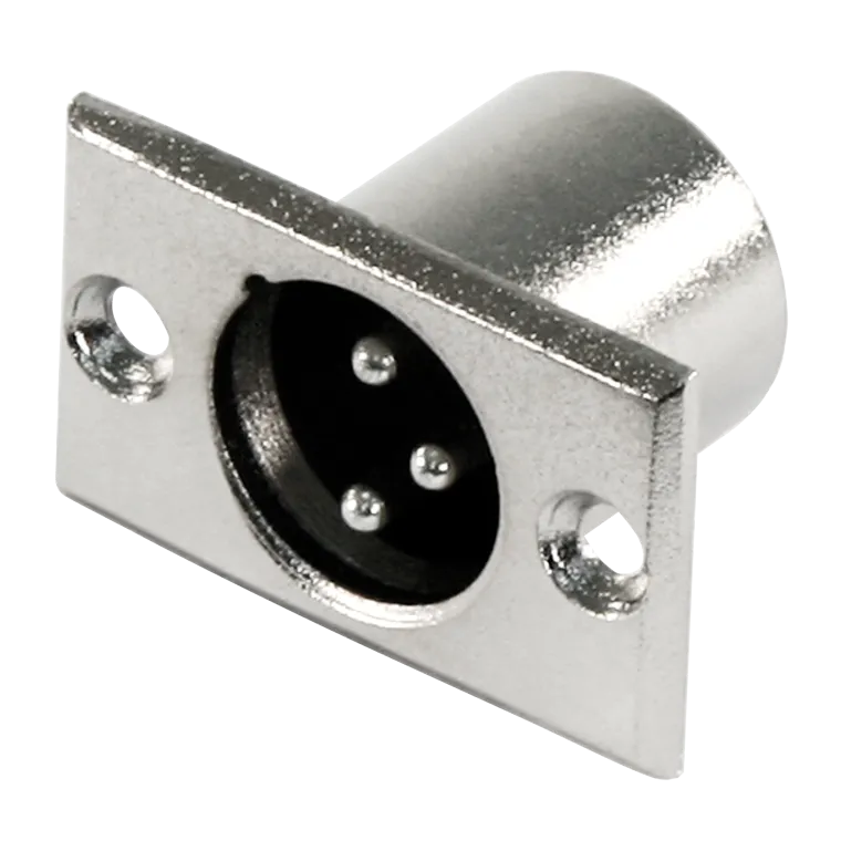 XLR-Einbaustecker, silber Metall, 3-polig