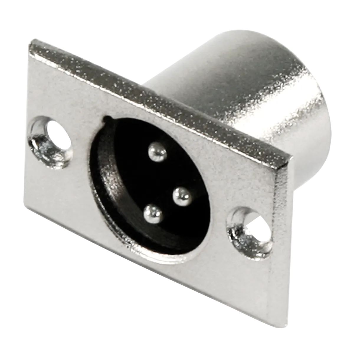 XLR-Einbaustecker, silber Metall, 3-polig