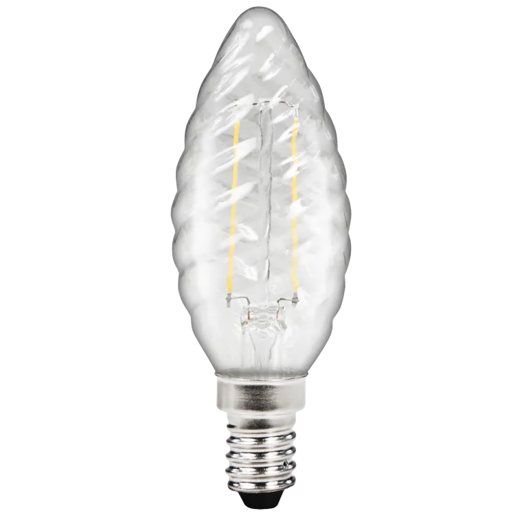 LED Filament Kerzenlampe gedreht McShine "Filed", E14, 2W, 260 lm, warmweiß, klar