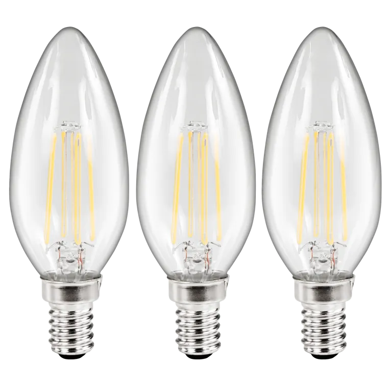 LED Filament Set McShine, 3x Kerzenlampe, E14, 3.6W, 360lm, warmweiß, klar