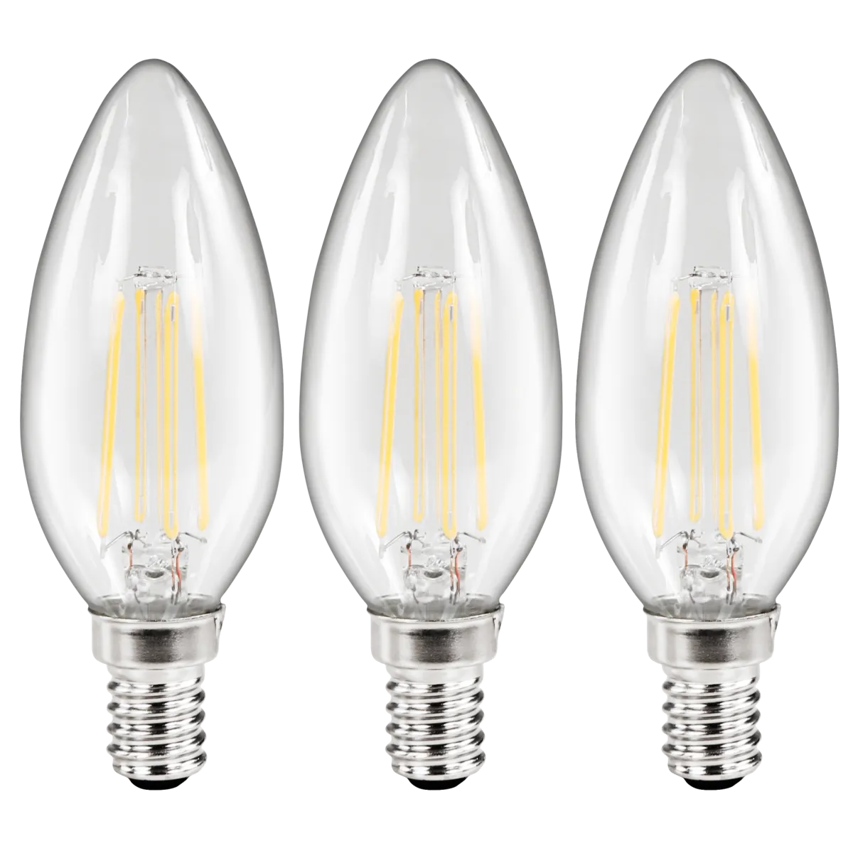 LED Filament Set McShine, 3x Kerzenlampe, E14, 3.6W, 360lm, warmweiß, klar