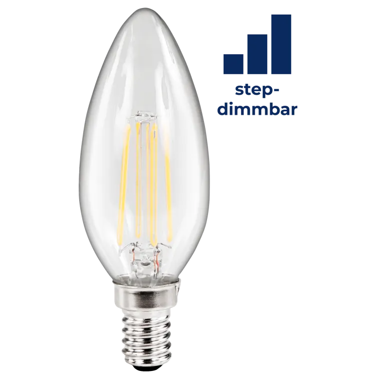 LED Filament Kerzenlampe McShine "Filed", E14, 4W, 470lm, warmweiß, step-dimmbar