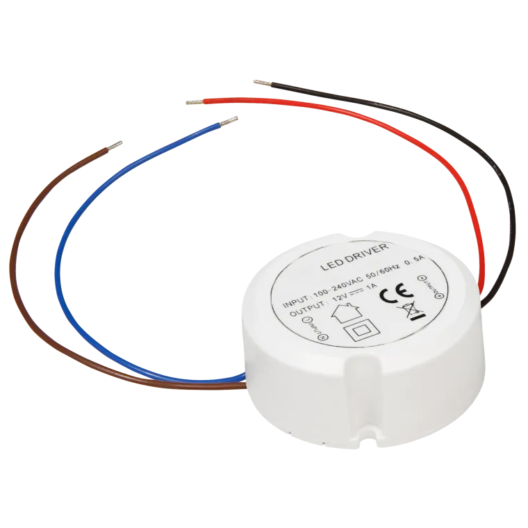 LED-Trafo McShine, 0,5-12W, Ein 220-240V, 12V= Konstantspannung, rund