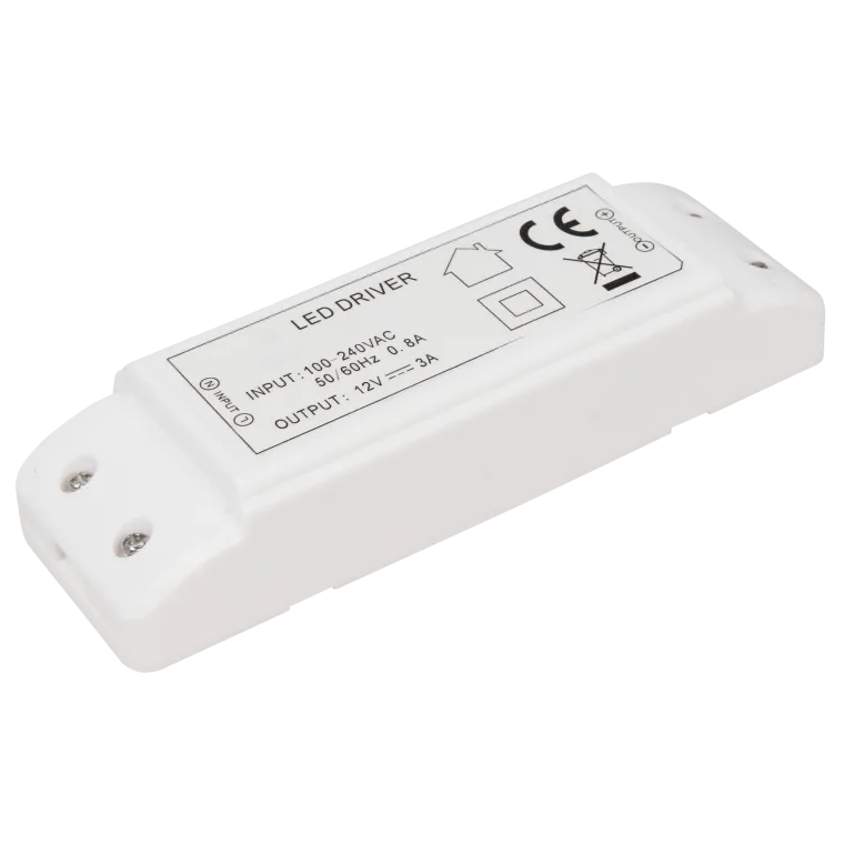 LED-Trafo McShine, 0,5-36W, Ein 220-240V, 12V= Konstantspannung, rund