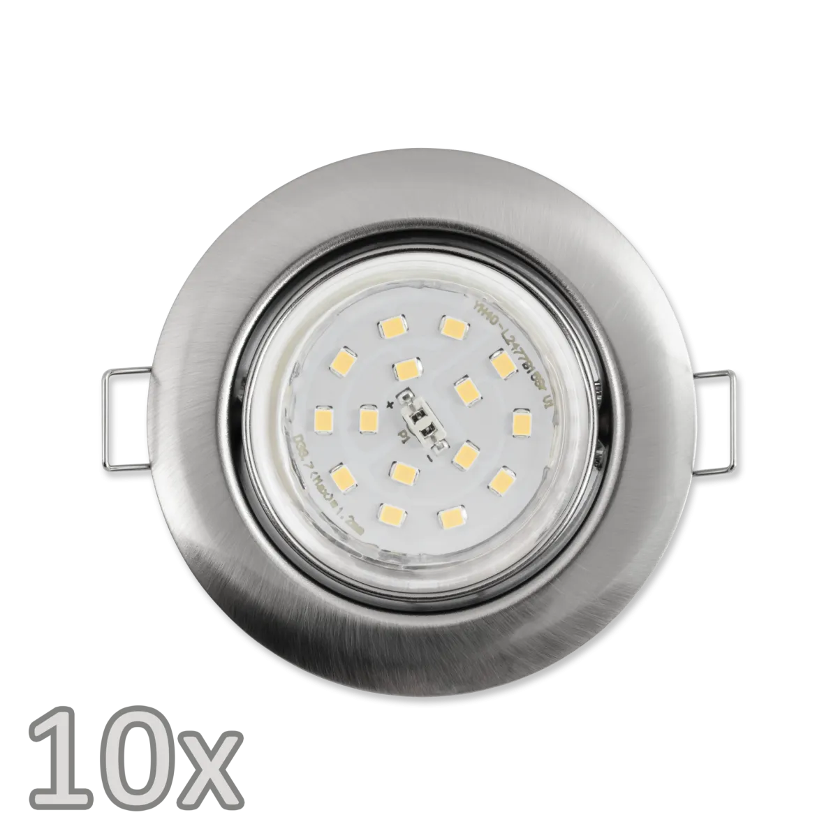 Einbauleuchten-Set McShine, 10xRahmen, 10x LED-Strahler, Edelstahl gebürstet
