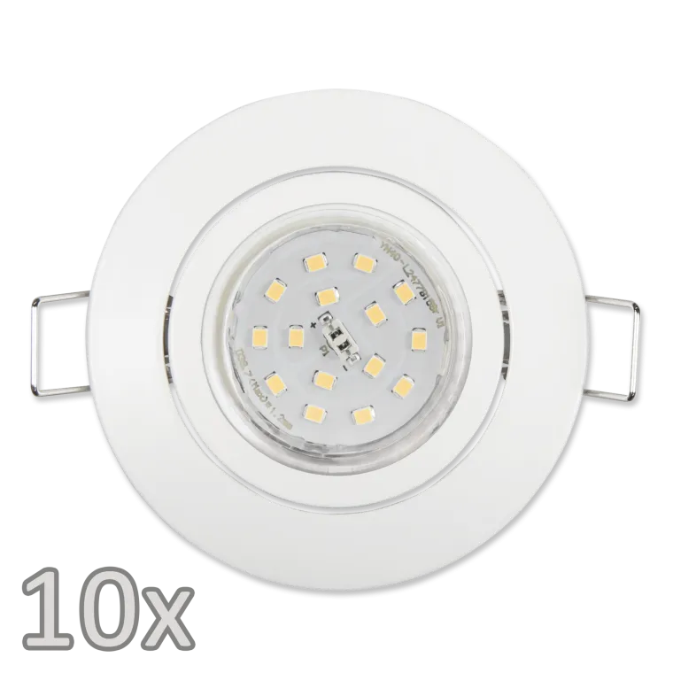 Einbauleuchten-Set McShine, 10xRahmen, 10xLED-Strahler, 5W, 500lm, weiß